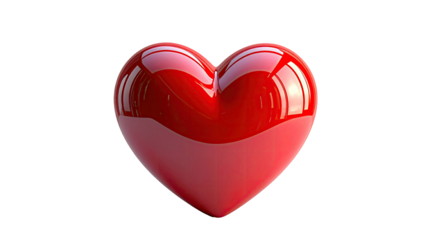 A glossy, vibrant red heart on a black background