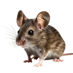 Closeup of a brown house mouse isolated on transparent background, showcasing its delicate features, including its whiskers, ears, and eyes, capturing the essence of the rodent
