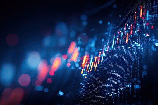 Abstract digital financial graph showing market trends and data analysis.