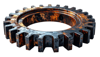 Rusty gear, industrial aesthetic
