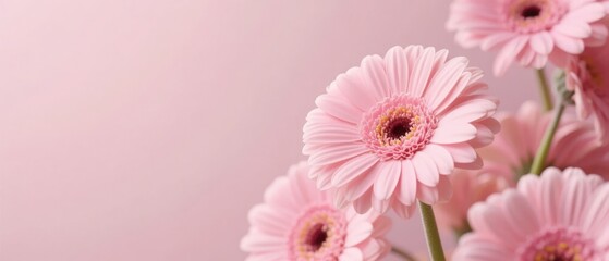 Pink Gerbera Daisies Arranged Against