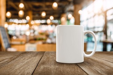 Enjoying a morning coffee break in a cozy cafe ambience with sunlight and a wooden table
