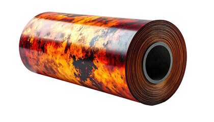 Rolled sheet material with fiery design