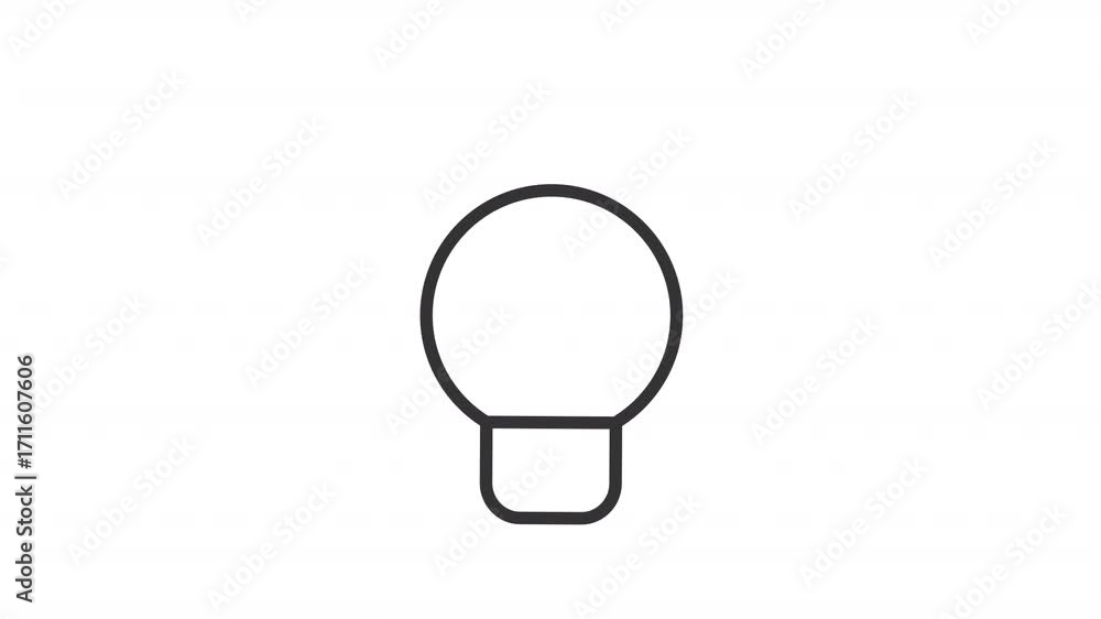 Poster animated small round light bulb line icon. electric lamp animation. luminous equipment with high eff