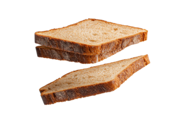 Two Slices of Wholegrain Bread Isolated on a Transparent Background
