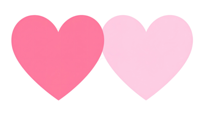 Two overlapping hearts, shades of pink