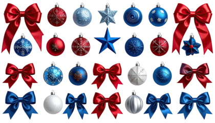 Christmas ornaments and bows