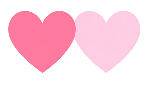 Two overlapping hearts, shades of pink