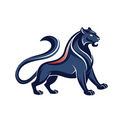 Elegant Fierce Panther Simplified Line Art Vector
