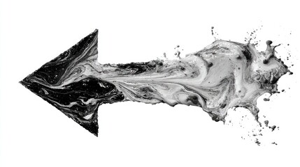 Abstract black and white arrow, liquid splash