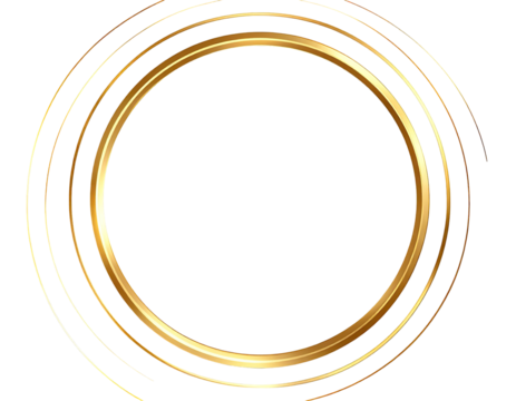 Gold circular frame with concentric spiral lines