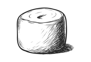 Hand-drawn sketch of a single marshmallow - stock vector