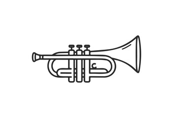 Obraz premium Outline sketch of a classical trumpet with detailed valve mechanics - stock vector