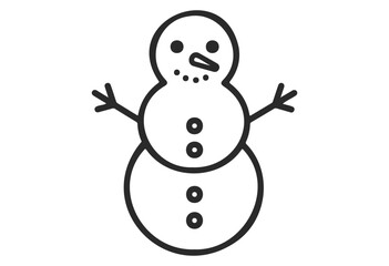 Simple outline of a snowman with stick arms and buttons - stock vector