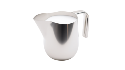 Barista stainless steel milk frothing jug, (clean modern detail,  transparent isolated background