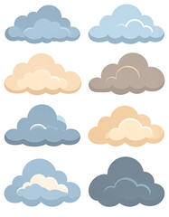 Cartoon clouds in various shades