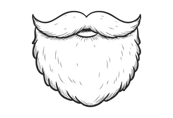 Black and white drawing of a stylized beard and mustache - stock vector