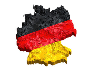 3D map of Germany with flag colors