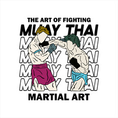 illustration vector muay thai poster style	