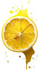 Close-up lemon slice, vibrant yellow