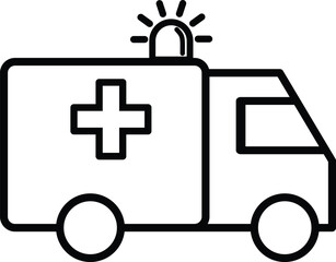 Ambulance car icon. Outline ambulance car icon for web design isolated on white background. Vector illustration
