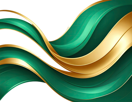 Abstract swirling teal and gold design