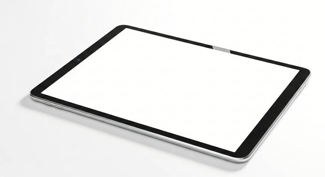 Tablet with Blank Screen: Isolated Device for Mockup or Design