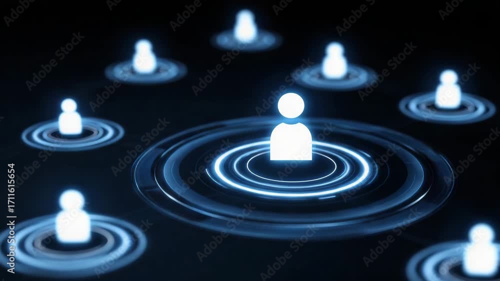 Poster a digital representation of interconnected figures, symbolizing networking and communication in a mo