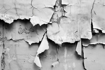 Obraz premium Photo of Peeled white paint on plaster wall. Background texture for backdrops or mapping