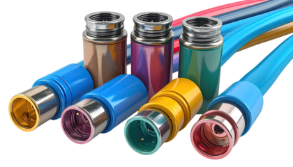 Colorful plastic pipes with connectors