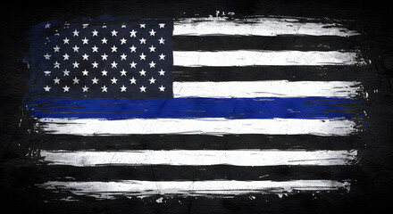 Hand-Drawn Thin Blue Line Flag Sketch Artistic Tribute