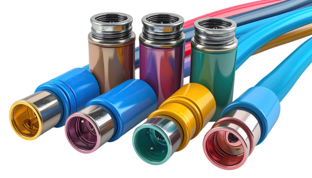 Colorful plastic pipes with connectors