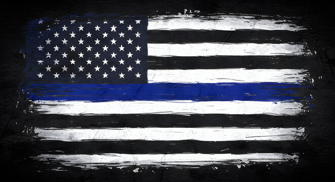 Hand-Drawn Thin Blue Line Flag Sketch Artistic Tribute