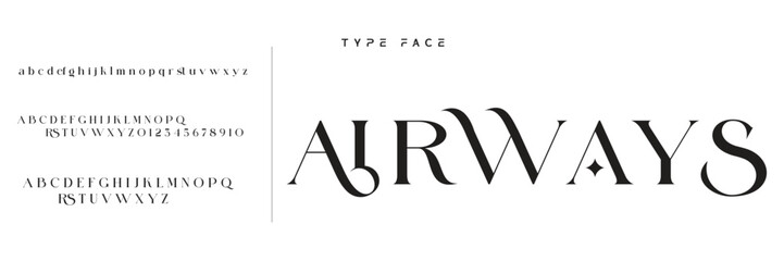 Lettering Minimalist Fashion. Elegant alphabet letters serif font and number. Typography fonts regular uppercase, lowercase. © Mark