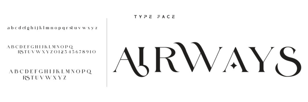 Lettering Minimalist Fashion. Elegant alphabet letters serif font and number. Typography fonts regular uppercase, lowercase.