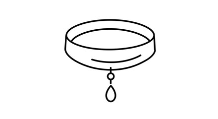 Choker Icon with Circular Loops, Thick Band Choker Outline, Minimalist Black Line Choker Illustration, Jewelry Icon with Hanging Loop, Simple Choker Graphic on White Background