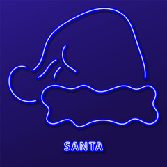 Fototapeta premium santa hat neon sign, modern glowing banner design, colorful modern design trends. Vector illustration.