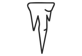 Black and white outline of icicle with sharp tips and drips - stock vector