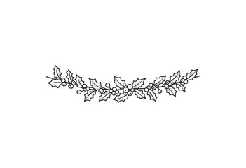 Obraz premium Black and white holly leaf and berry garland design - stock vector