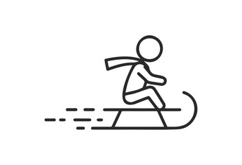 Fototapeta premium Stick figure sledding icon - simplistic winter sports illustration - stock vector