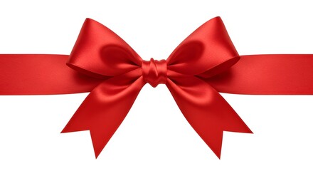 Perfect Satin Bow, Symmetrical Red Elegance, Graceful Ribbon Knot, Plump Loops and Tails, Timeless Decorative Charm