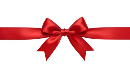 Deep Red Satin Elegance, Central Glossy Bow, Festive Ribbon Grace, Symmetrical Decorative Charm, Three-Dimensional Luxury