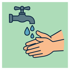 Handwashing Under Faucet – Hygiene Icon Vector
