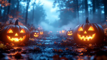 halloween pumpkin in the forest