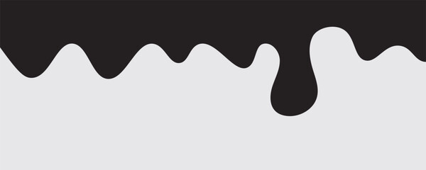 Black Liquid Flowing, spilled, drop, splash, leak concept vector paint drops icon.  Ink drip and black Melt Drips.  vector illustration.