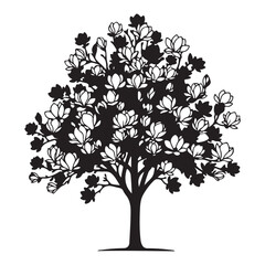 Magnolia Tree Silhouette Vector Illustration © Arnab