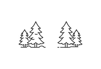 Fototapeta premium Simple outline of pine trees in minimalist style - stock vector