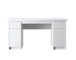 White rectangular desk with storage