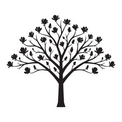 Magnolia Tree Silhouette Vector Illustration
