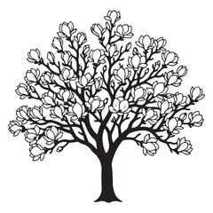 Magnolia Tree Silhouette Vector Illustration